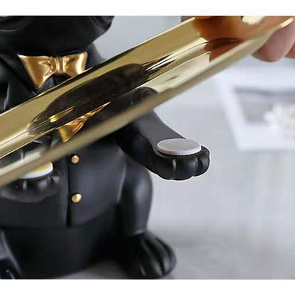 French Bulldog Statue with Tray Decor