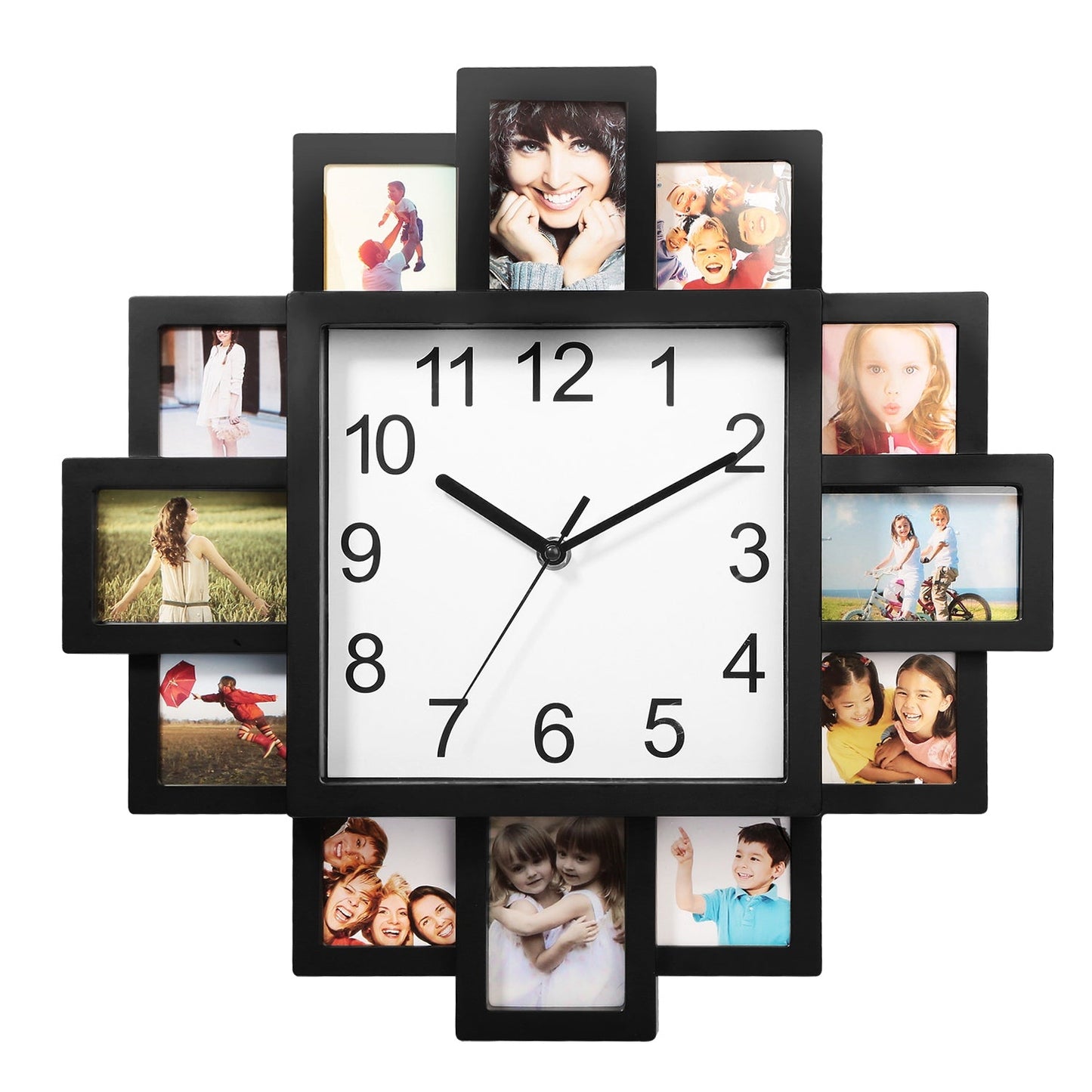 Photo Frame Clock with 12-Picture Display