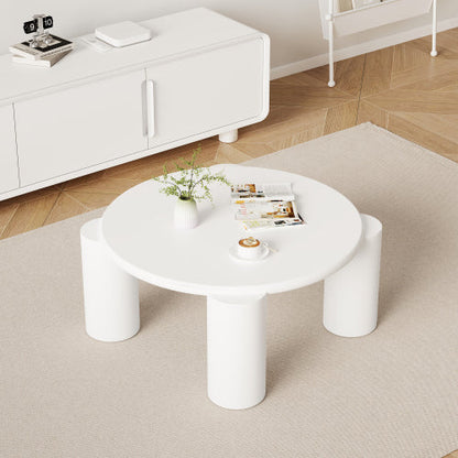 White Round Wooden Coffee Table